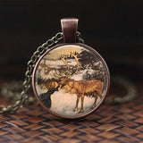 Elephant Fox Horse Shark Wolf Necklace Glass Cabochon Jewelry