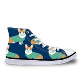 Dog Print Sneakers High Top Lace-up