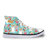 Dog Print Sneakers High Top Lace-up