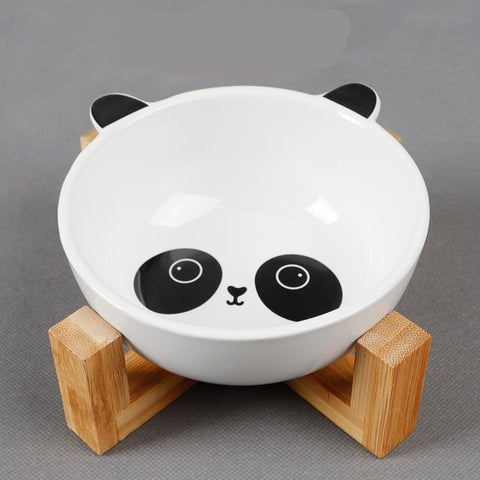 Ceramic Animal Cartoon Bowl And Wooden Rack