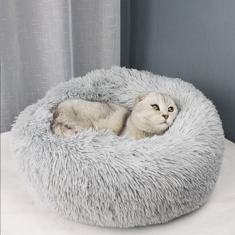 Super Soft Cat Pet Bed Long Plush Round Warm Sleeping Bed 70cm/60cm/50cm
